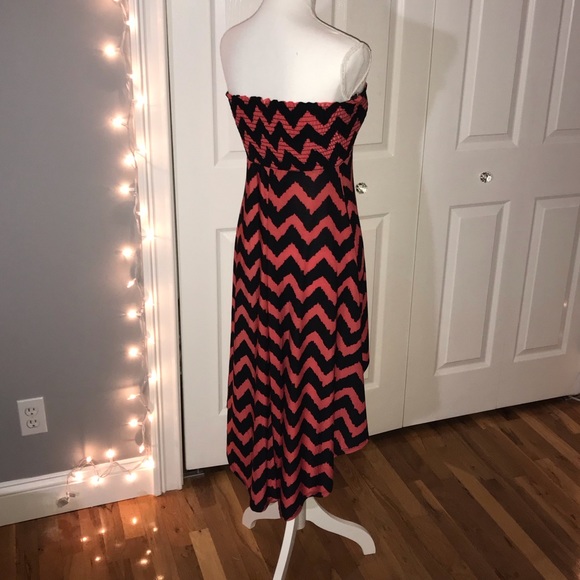 Strapless Chevron High Low Maxi Dress - Picture 4 of 7